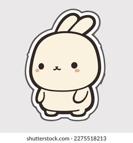 Sticker cute bunny white outline chibi style