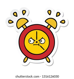 sticker of a cute cartoon alarm clock