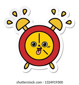 sticker of a cute cartoon alarm clock