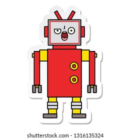 sticker of a cute cartoon angry robot