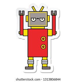 sticker of a cute cartoon annoyed robot