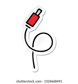 sticker of a cute cartoon audio plug