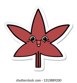 sticker of a cute cartoon autumnal leaf