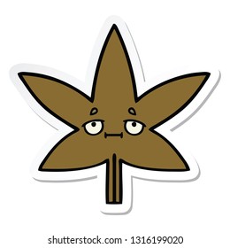 sticker of a cute cartoon autumnal leaf