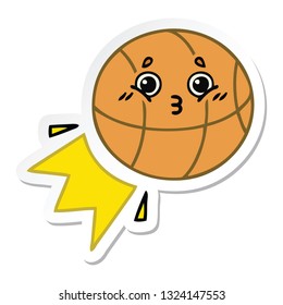 sticker of a cute cartoon basketball