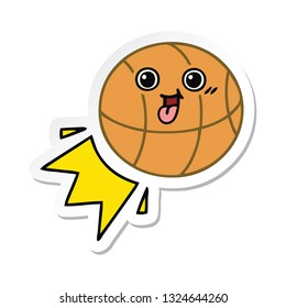 sticker of a cute cartoon basketball