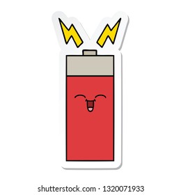 pegatina de una tierna batería de dibujos animados