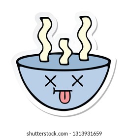 sticker of a cute cartoon bowl of hot soup