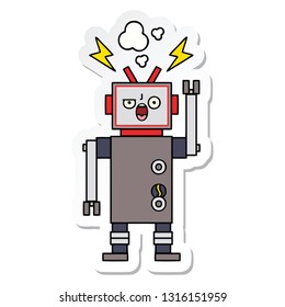 sticker of a cute cartoon broken robot