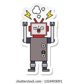 sticker of a cute cartoon broken robot