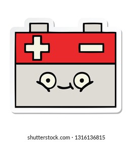 sticker of a cute cartoon car battery