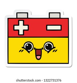 sticker of a cute cartoon car battery