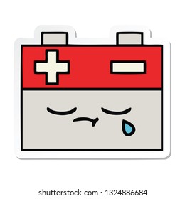 sticker of a cute cartoon car battery