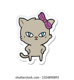 sticker of a cute cartoon cat