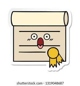 sticker of a cute cartoon certificate