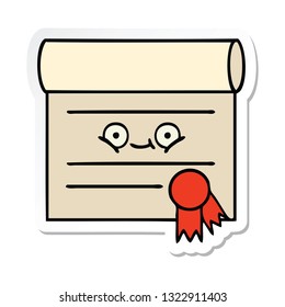 sticker of a cute cartoon certificate
