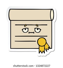 pegatina de un lindo certificado de dibujos animados