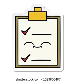 sticker of a cute cartoon check list