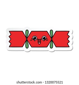 sticker of a cute cartoon christmas cracker