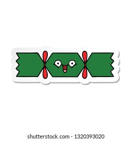 sticker of a cute cartoon christmas cracker