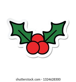 sticker of a cute cartoon christmas holly