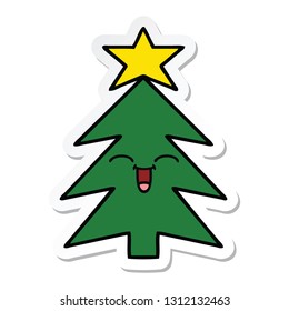 sticker of a cute cartoon christmas tree