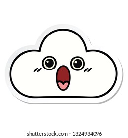 sticker of a cute cartoon cloud