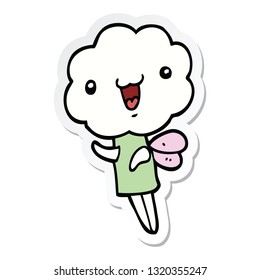pegatina de una criatura de la cabeza de la nube de dibujos animados adorables