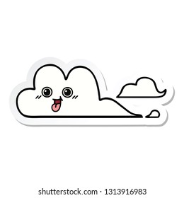 sticker of a cute cartoon clouds