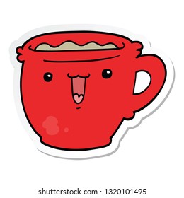 sticker of a cute cartoon coffee cup