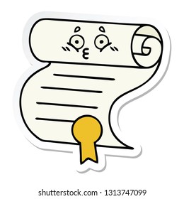 pegatina de un lindo contrato de dibujos animados