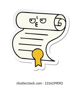 sticker of a cute cartoon contract