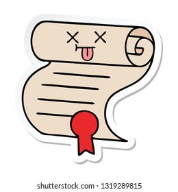 sticker of a cute cartoon contract