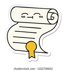 pegatina de un lindo contrato de dibujos animados