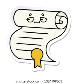 sticker of a cute cartoon contract