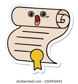 pegatina de un lindo contrato de dibujos animados