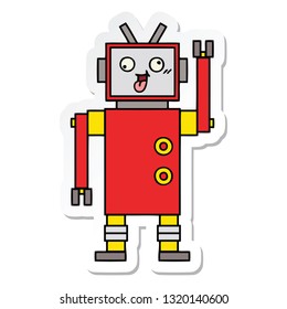 Aufkleber eines süßen Cartoon-verrückten Roboters