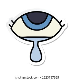 sticker of a cute cartoon crying eye