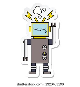 Aufkleber eines süßen Cartoon-Weinen-Roboters