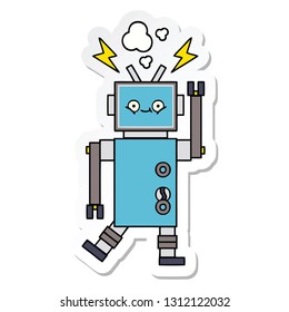 pegatina de un lindo robot bailador de dibujos animados