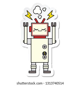 sticker of a cute cartoon dancing robot