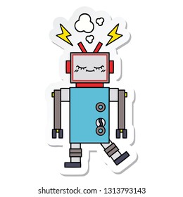 sticker of a cute cartoon dancing robot