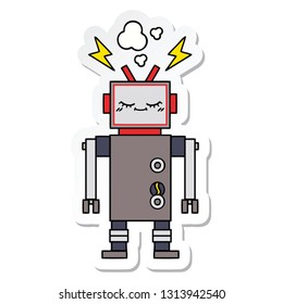 sticker of a cute cartoon dancing robot