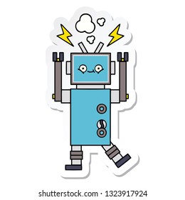 sticker of a cute cartoon dancing robot