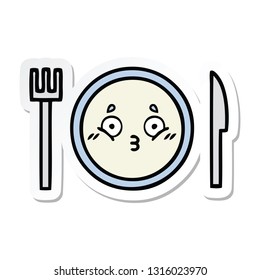 adesivo de uma placa de jantar de desenho animado bonito