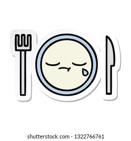 sticker of a cute cartoon dinner plate