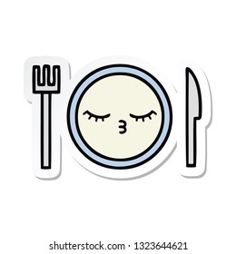 sticker of a cute cartoon dinner plate