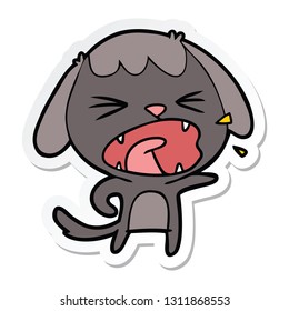 sticker of a cute cartoon dog barking