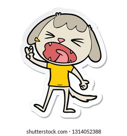 sticker of a cute cartoon dog barking