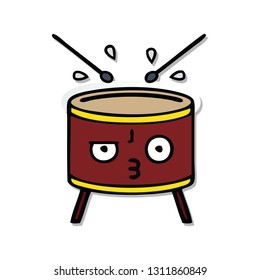 sticker of a cute cartoon drum